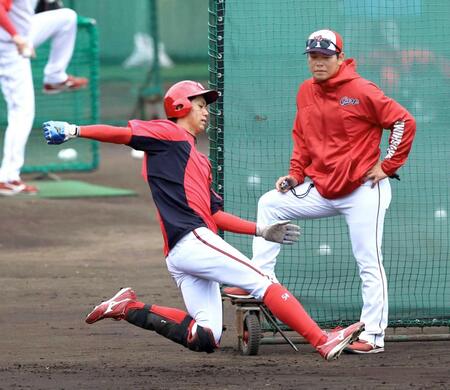 走塁練習する西川（撮影・北村雅宏）