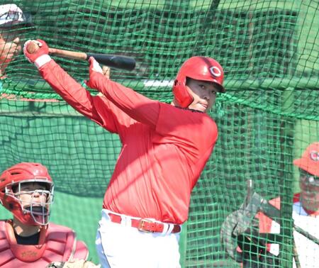 フリー打撃で快音を響かせる林（撮影・飯室逸平）