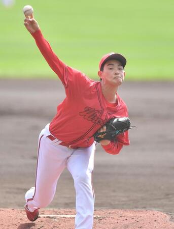 力投する岡本（撮影・開出牧）