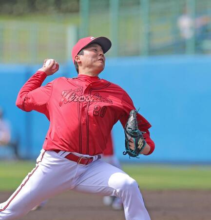 先発し力投する栗林（撮影・北村雅宏）