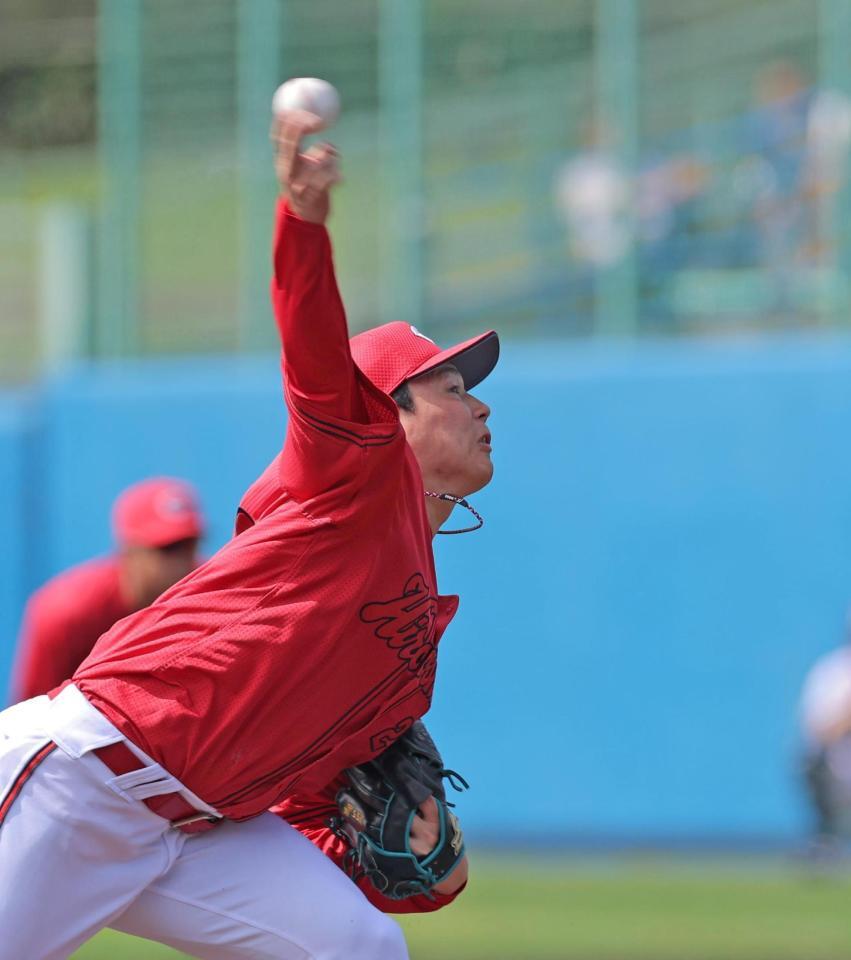 先発し力投する栗林（撮影・北村雅宏）