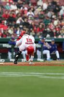 ６回、自打球を当て痛がる平川（撮影・北村雅宏）