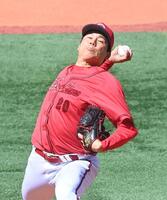 ５回無失点と好投した栗林（撮影・園田高夫）