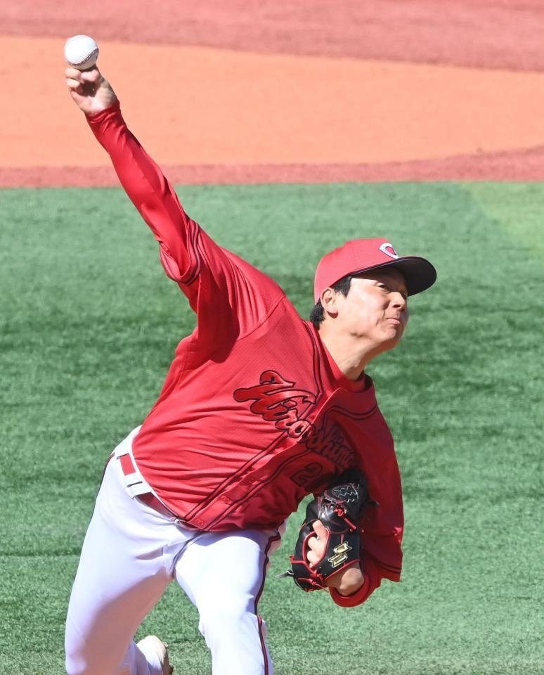 好投する栗林（撮影・園田高夫）