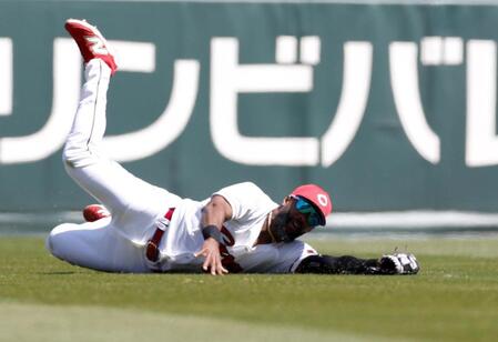 ２回、浜田の打球を好捕するファビアン（撮影・西田忠信）