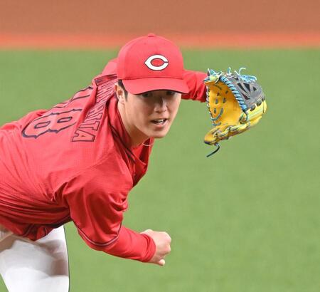 力投する広島先発の森下（撮影・飯室逸平）