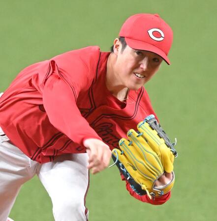 力投する広島先発の森下（撮影・飯室逸平）