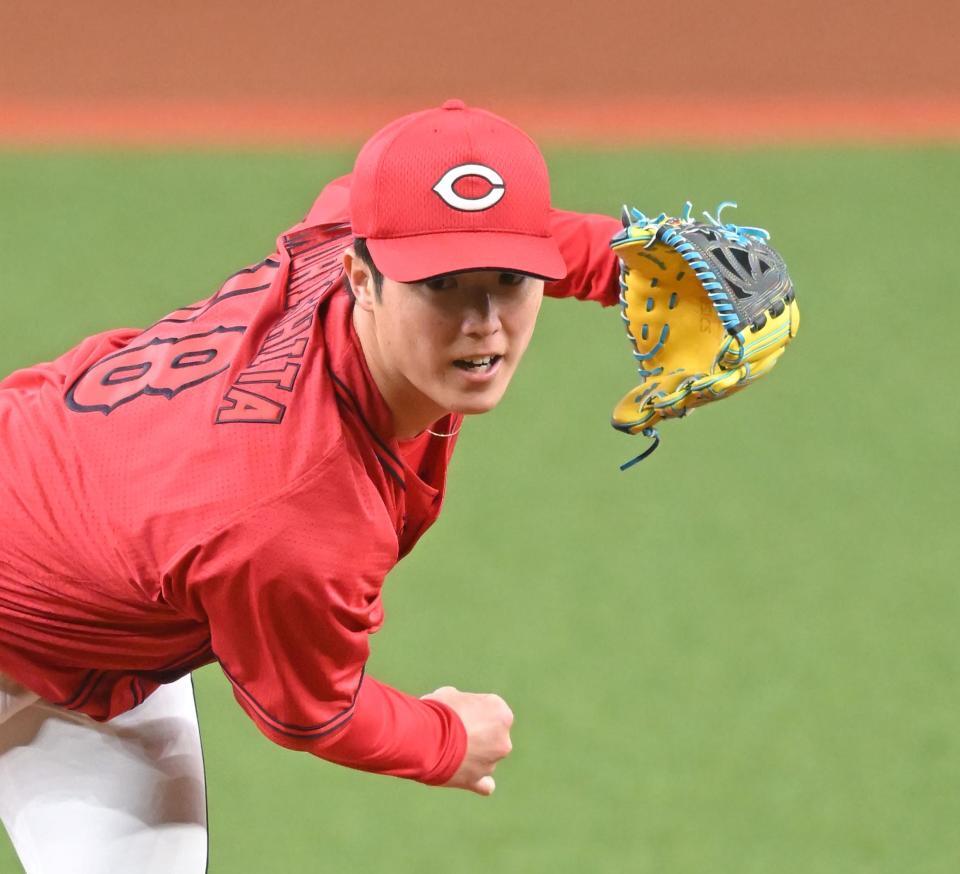 力投する広島先発の森下（撮影・飯室逸平）