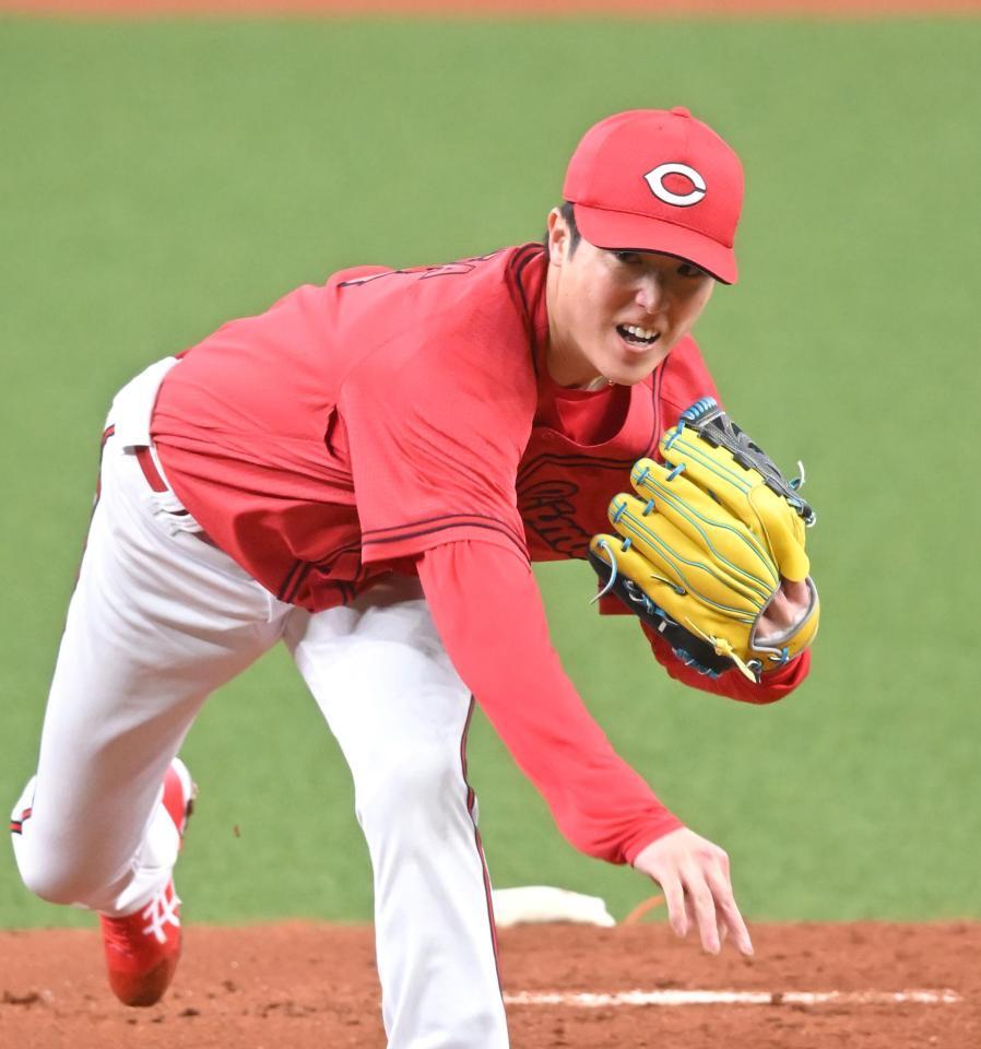 力投する広島先発の森下（撮影・飯室逸平）