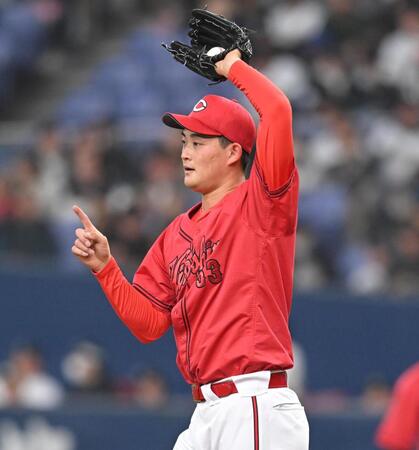 ５回３失点の力投を見せた岡本（撮影・飯室逸平）