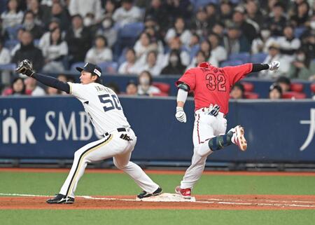 ７回、併殺打に倒れる石原（３２）＝撮影・飯室逸平