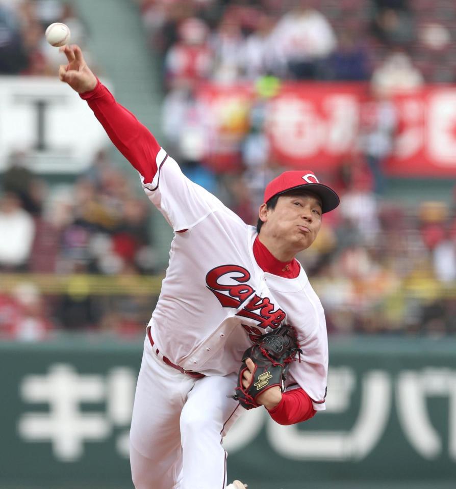 粘投する栗林（撮影・北村雅宏）