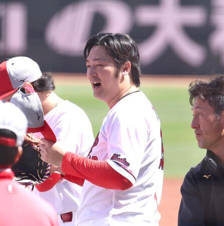 守備練習を終えた床田（撮影・北村雅宏）