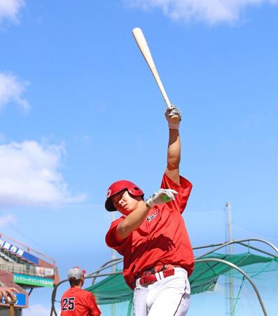 打撃練習する平川（撮影・北村雅宏）