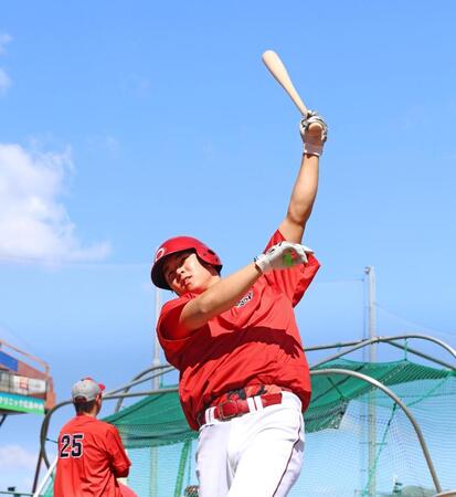 打撃練習する平川蓮（撮影・北村雅宏）