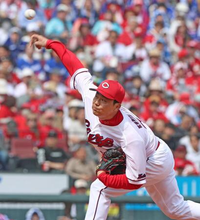 先発し力投する栗林（撮影・北村雅宏）