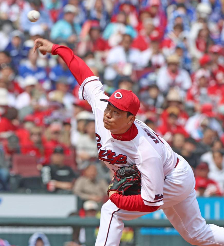 先発し力投する栗林（撮影・北村雅宏）