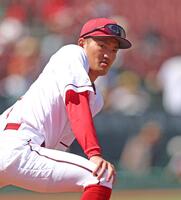 試合前、ウオーミングアップする矢野（撮影・北村雅宏）