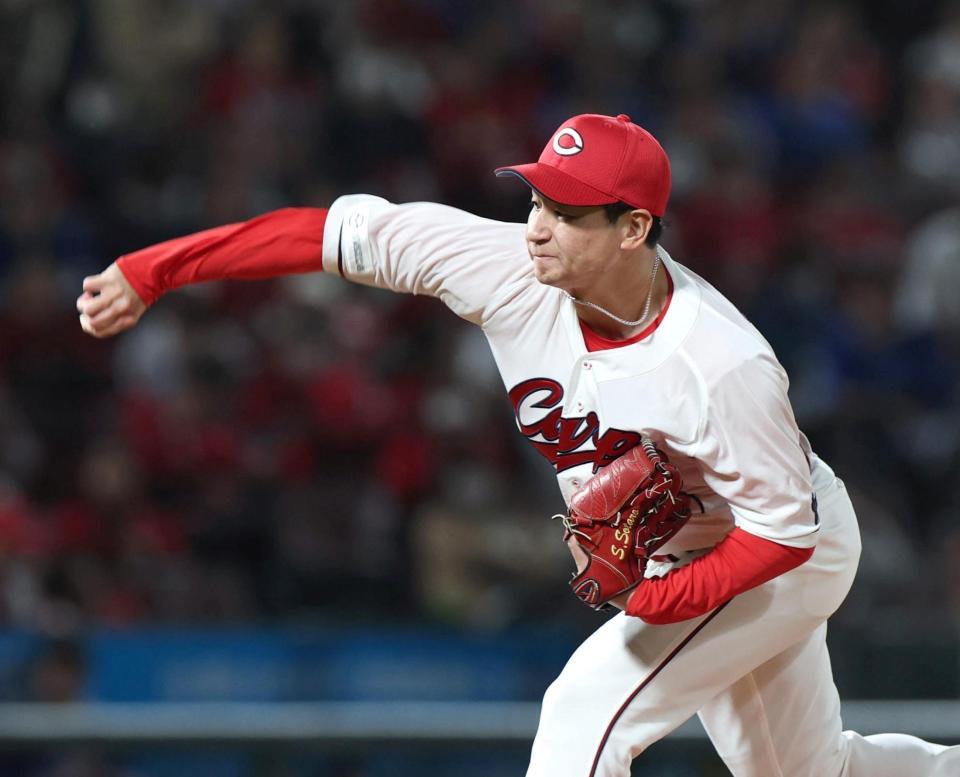 ６回から登板する島内（撮影・北村雅宏）