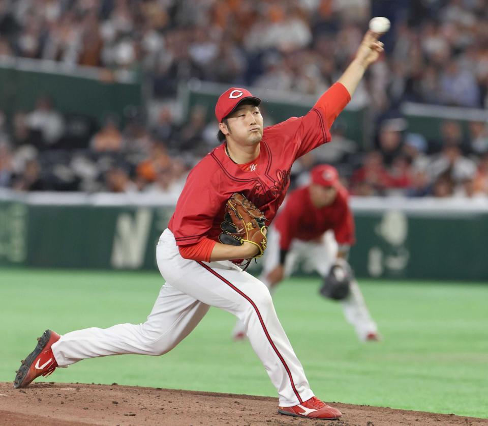 巨人打線相手に好投する床田（撮影・佐々木彰尚）