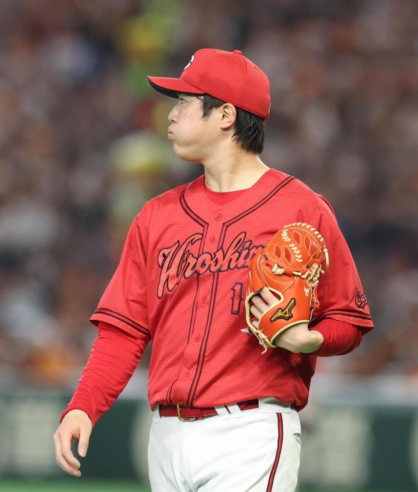 ２回、キャベッジの適時打で４点目を失った森下（撮影・佐々木彰尚）