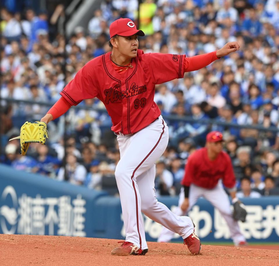 2番手で登板した辻（撮影・園田高夫）