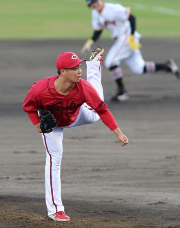 巨人打線を相手に力投する玉村（撮影・立川洋一郎）