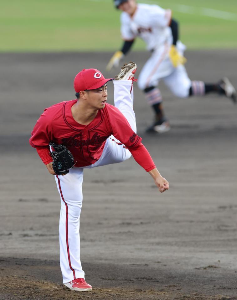 巨人打線を相手に力投する玉村（撮影・立川洋一郎）