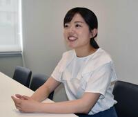インタビューに応じたＲＣＣ・田村友里アナ