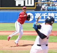 ６回無失点で６勝目を挙げた岡本（撮影・園田高夫）