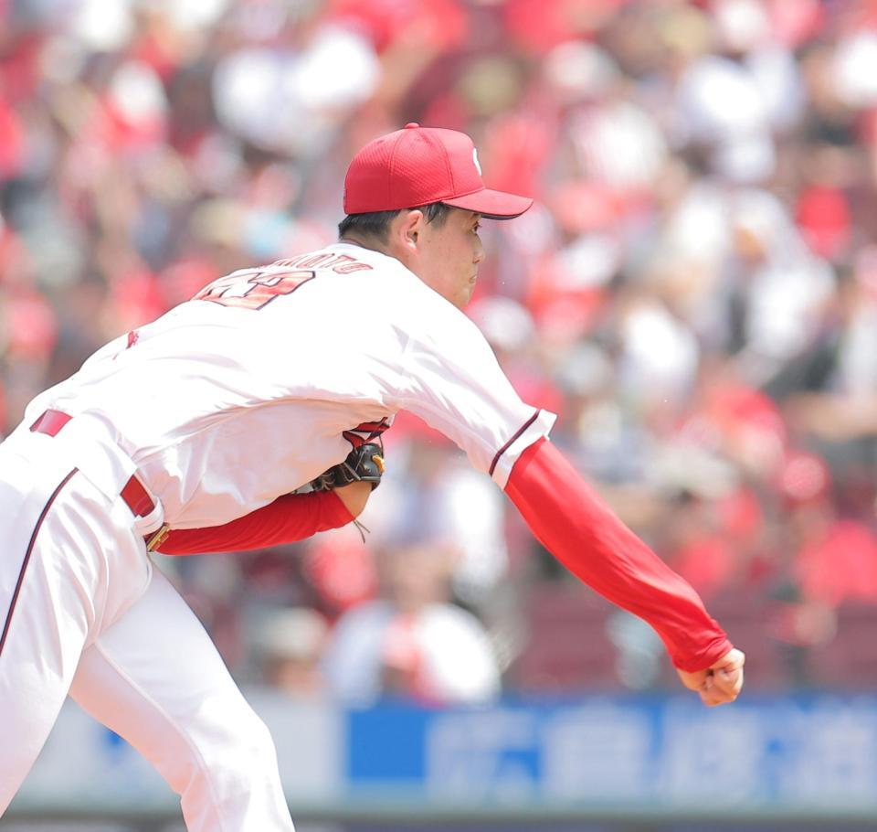 力投する先発の岡本（撮影・西田忠信）