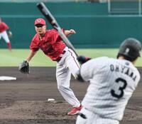 ２回、大山を打ち取る森（撮影・田中太一）
