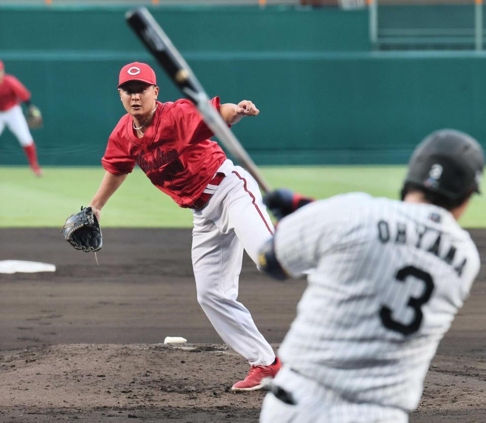 ２回、大山を打ち取る森（撮影・田中太一）