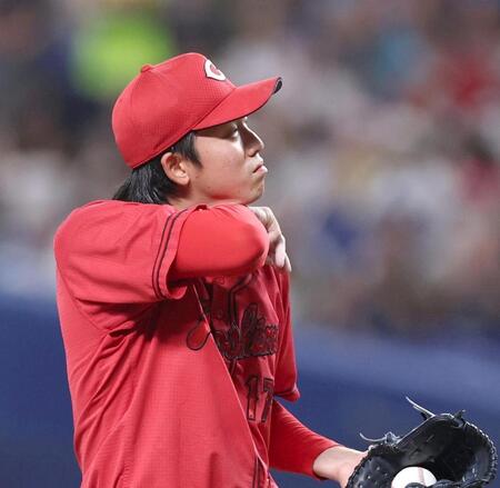 ７回、岡林に適時打を浴びた常広（撮影・北村雅宏）