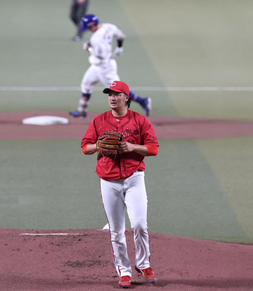 １回、村松に先制ソロを浴びた床田（撮影・北村雅宏）