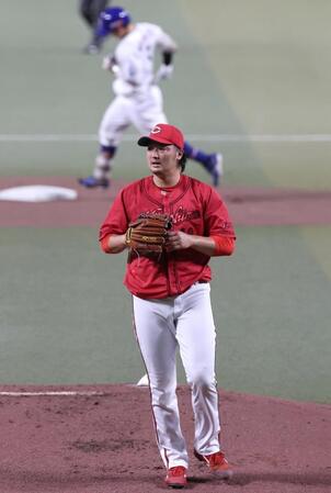 １回、村松に先制ソロを浴びた床田（撮影・北村雅宏）