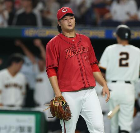 ６回、巨人打線につかまる床田（撮影・金田祐二）
