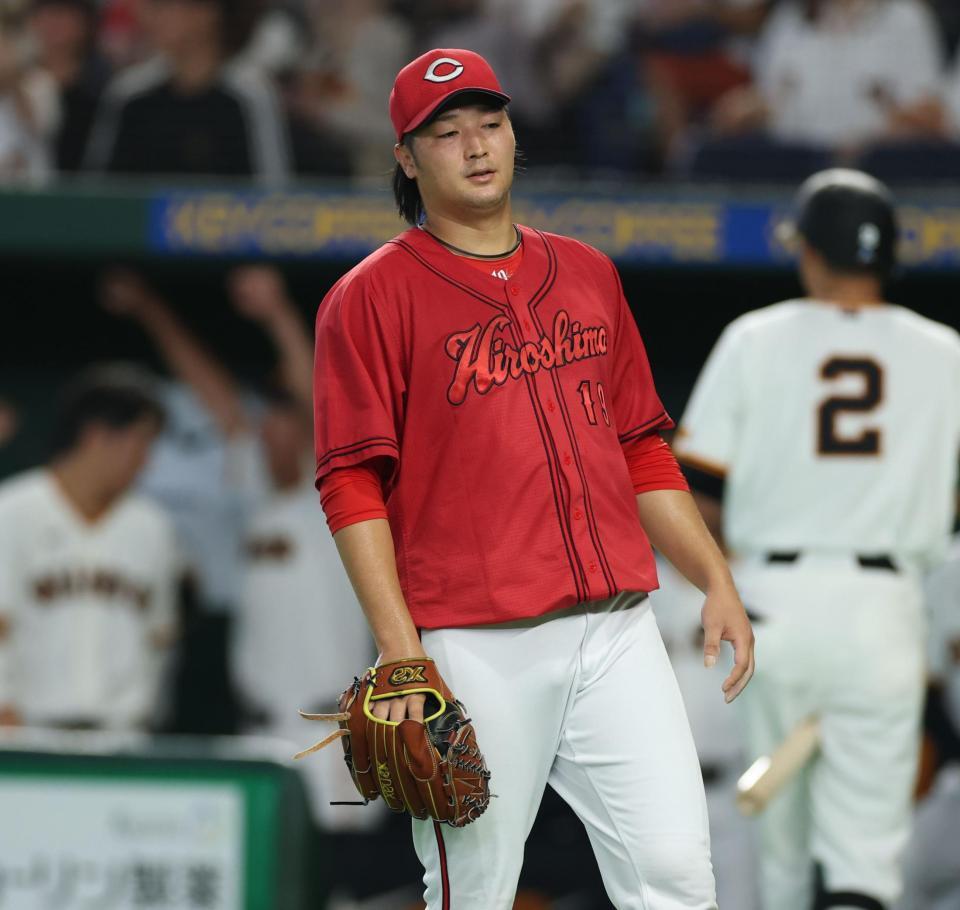 ６回、巨人打線につかまる床田（撮影・金田祐二）