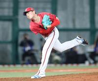 ８回から登板した岡本（撮影・伊藤笙子）