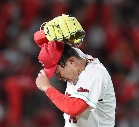７回、佐々木に押し出しとなる四球を与えた辻（撮影・北村雅宏）