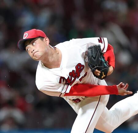 ６回から登板する岡本（撮影・北村雅宏）