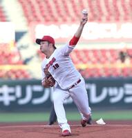 中日打線相手に力投する床田（撮影・北村雅宏）