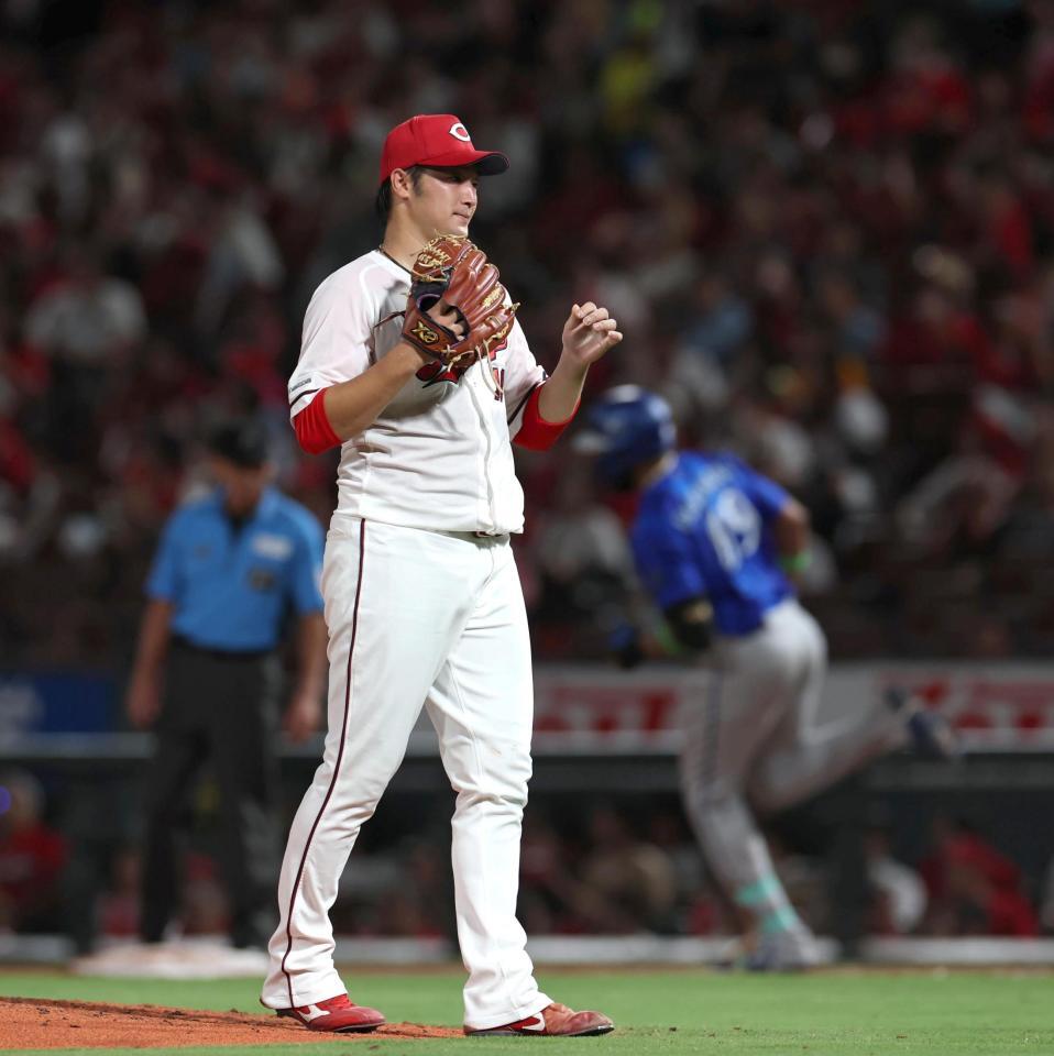 ５回、エンカーナシオンにソロを浴びた床田（撮影・北村雅宏）