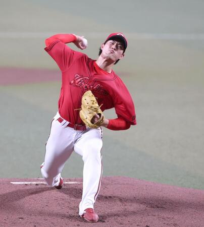粘投する広島・斉藤優汰＝バンテリンドームナゴヤ（撮影・北村雅宏）
