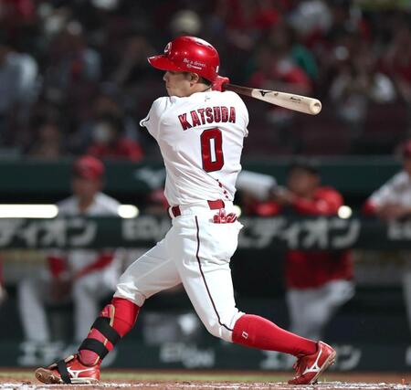 ２回、先制となる適時打を放つ勝田（撮影・北村雅宏）