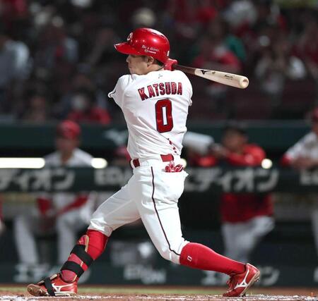２回、先制となる適時打を放つ勝田（撮影・北村雅宏）