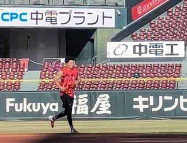 　黙々とランニングに励む大盛（撮影・畠山賢大）
