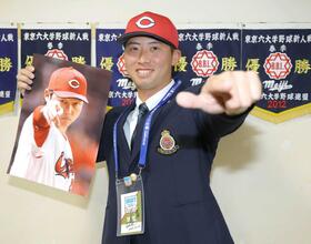 広島ドラ５・光弘「１年目からレギュラー」目標は明大先輩の楽天・宗山　ドラ１山里にも「負けてない」　指名あいさつ