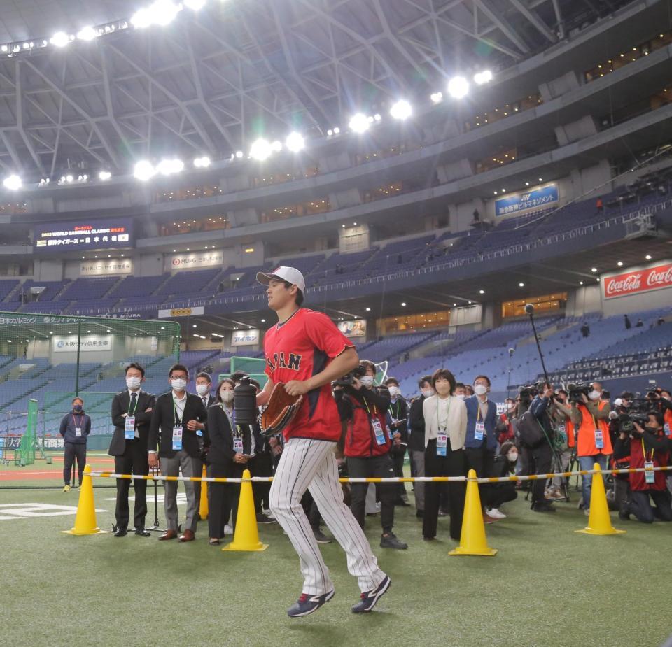 　京セラドーム大阪に登場した大谷（撮影・吉澤敬太）