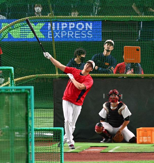 大谷翔平 フリー打撃で東京ドームのビジョンにぶち当てる！チェコ選手